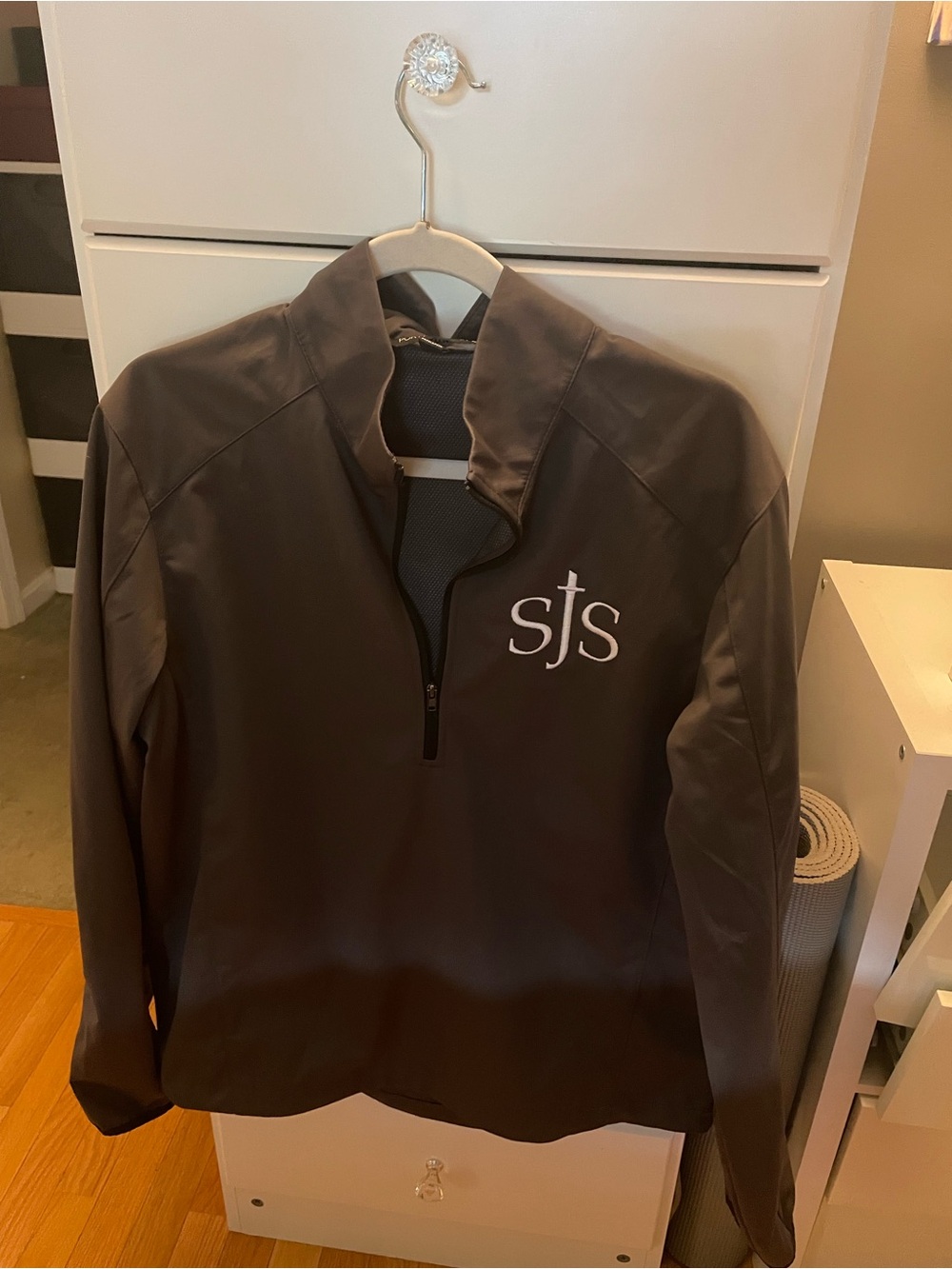 Port Authority Gray Women’s Quarter Zip Windbreaker with SJS Logo